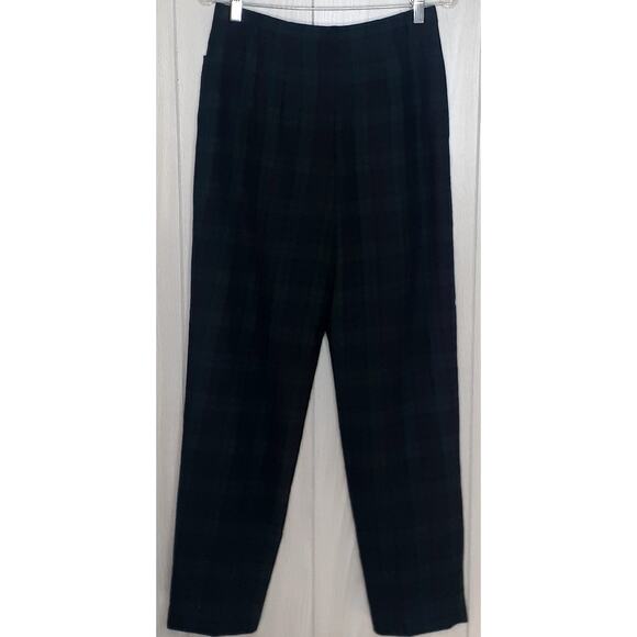 Ladies Talbots 2-Piece Wool Pant Suit Plaid Green & Black Size 4 Tailored Look - Picture 12 of 15